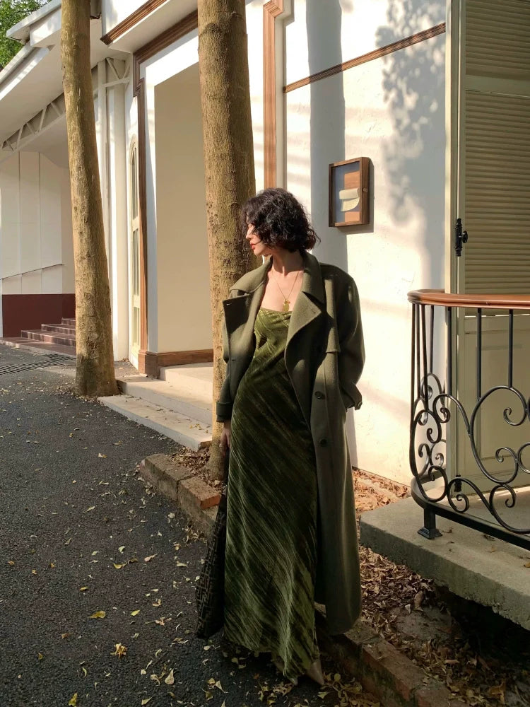 Sheep Wool Long Trench Coat