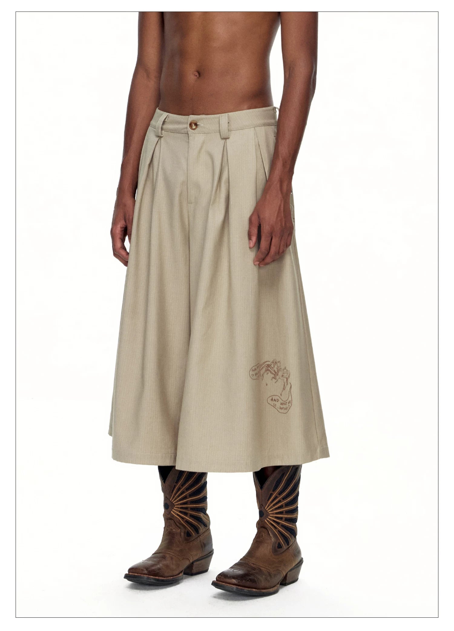 Language Blade Pleated Cropped Trousers - product side view
