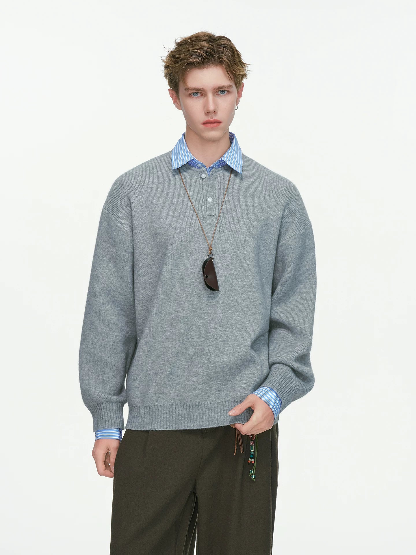 Oxford Layer Knit Polo Sweater