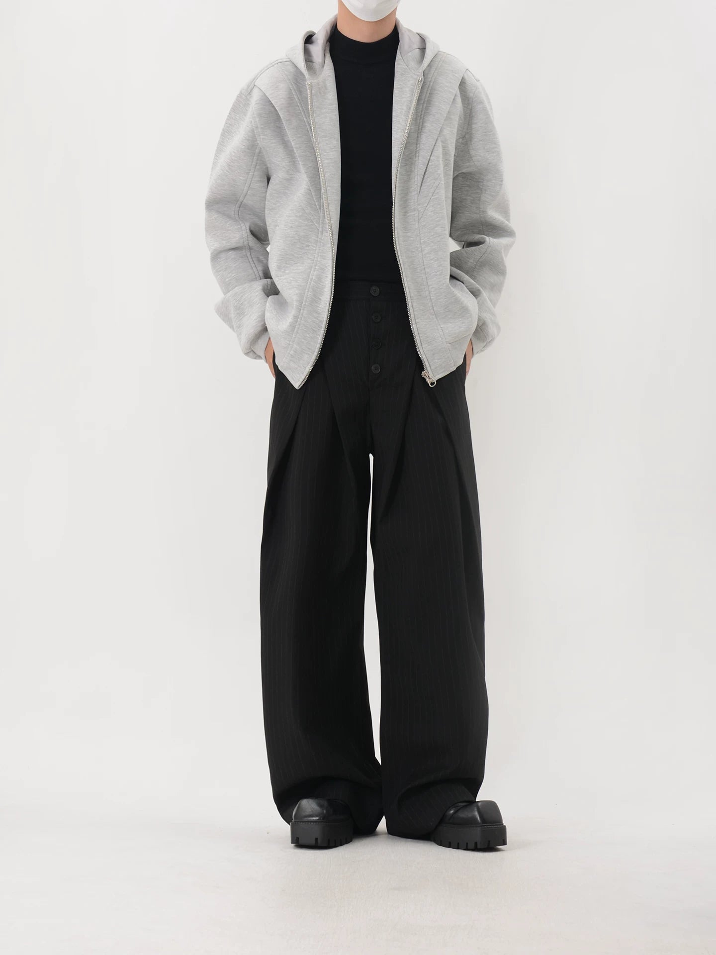 Seamed Zip-Up Hooded Jacket