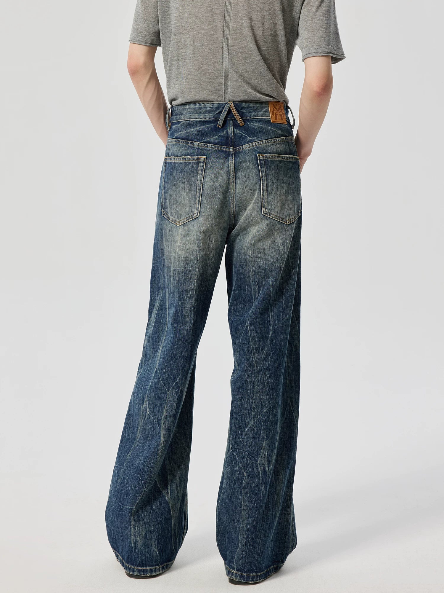 Lightning Wash Wide-Leg Jeans