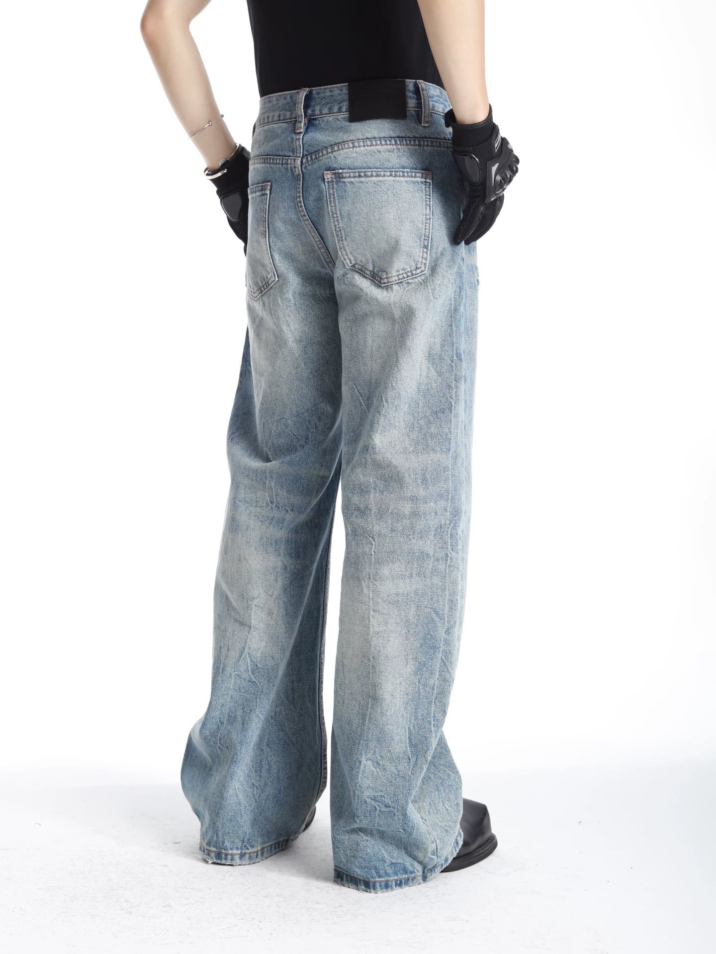 Vintage Wash Barrel-Leg Jeans