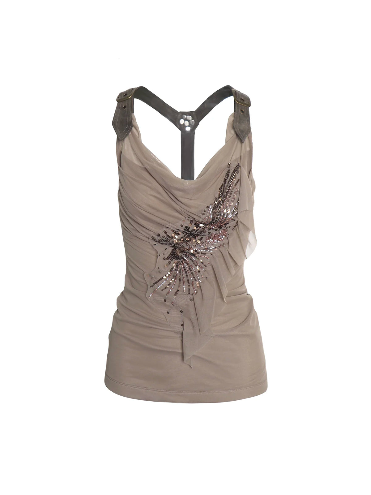 Arden Sequin Drape Buckle Tank Top