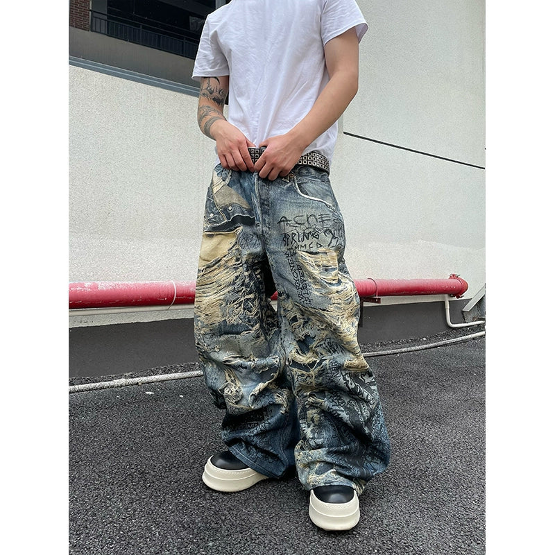 Graffiti Destroyed Street Jeans