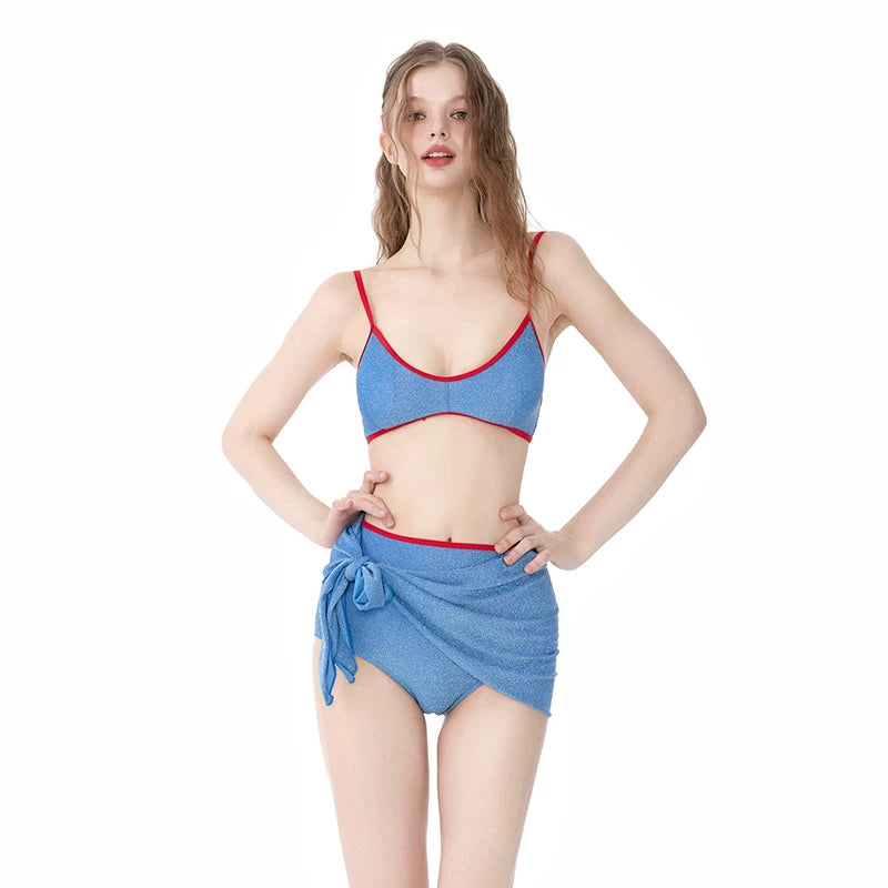Cherry Trim Ocean Wrap Bikini Set