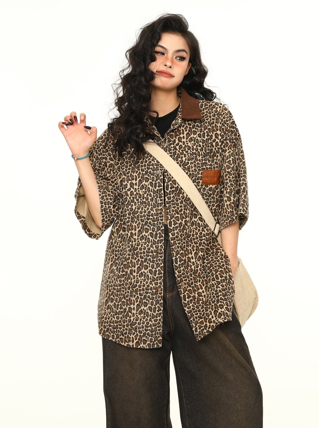 Leopard Print Oversized Work Shirt