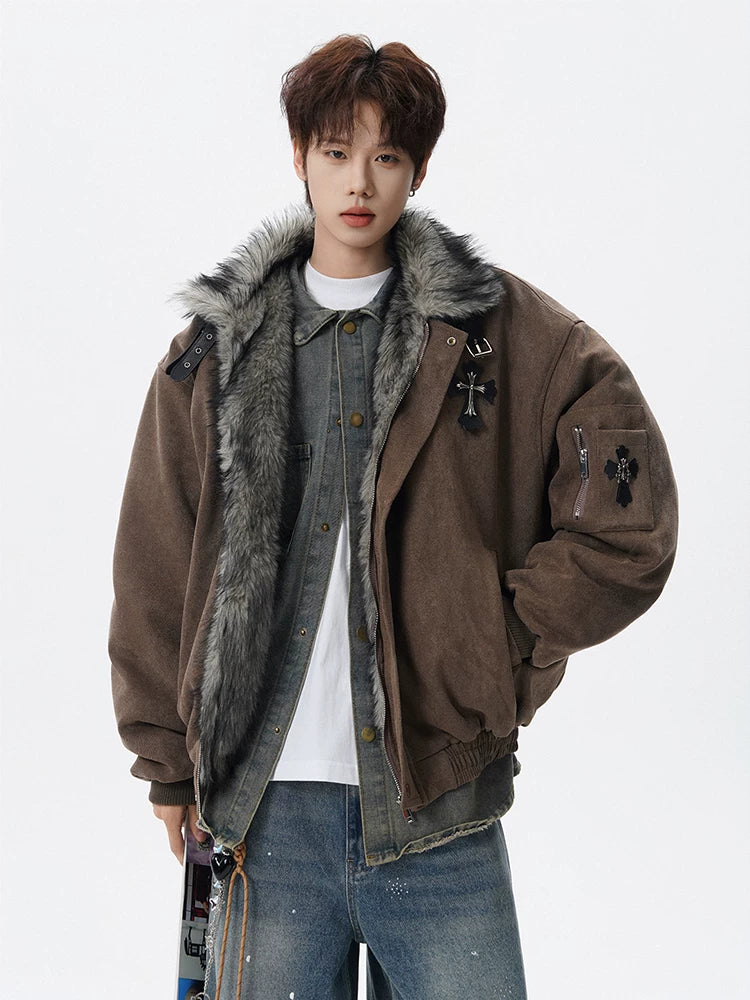 Frostbound Strap-Collar Aviator Jacket