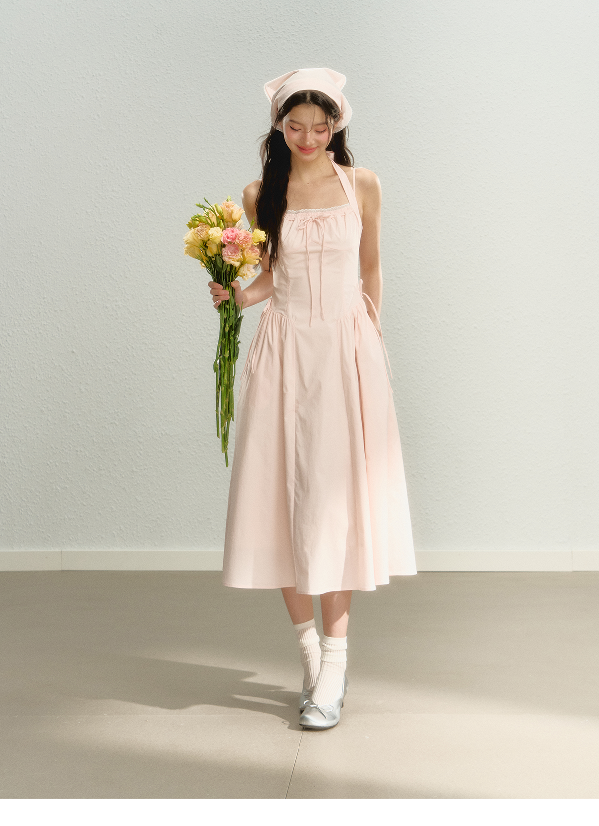 Pink Halter Bow Maxi Summer Dress