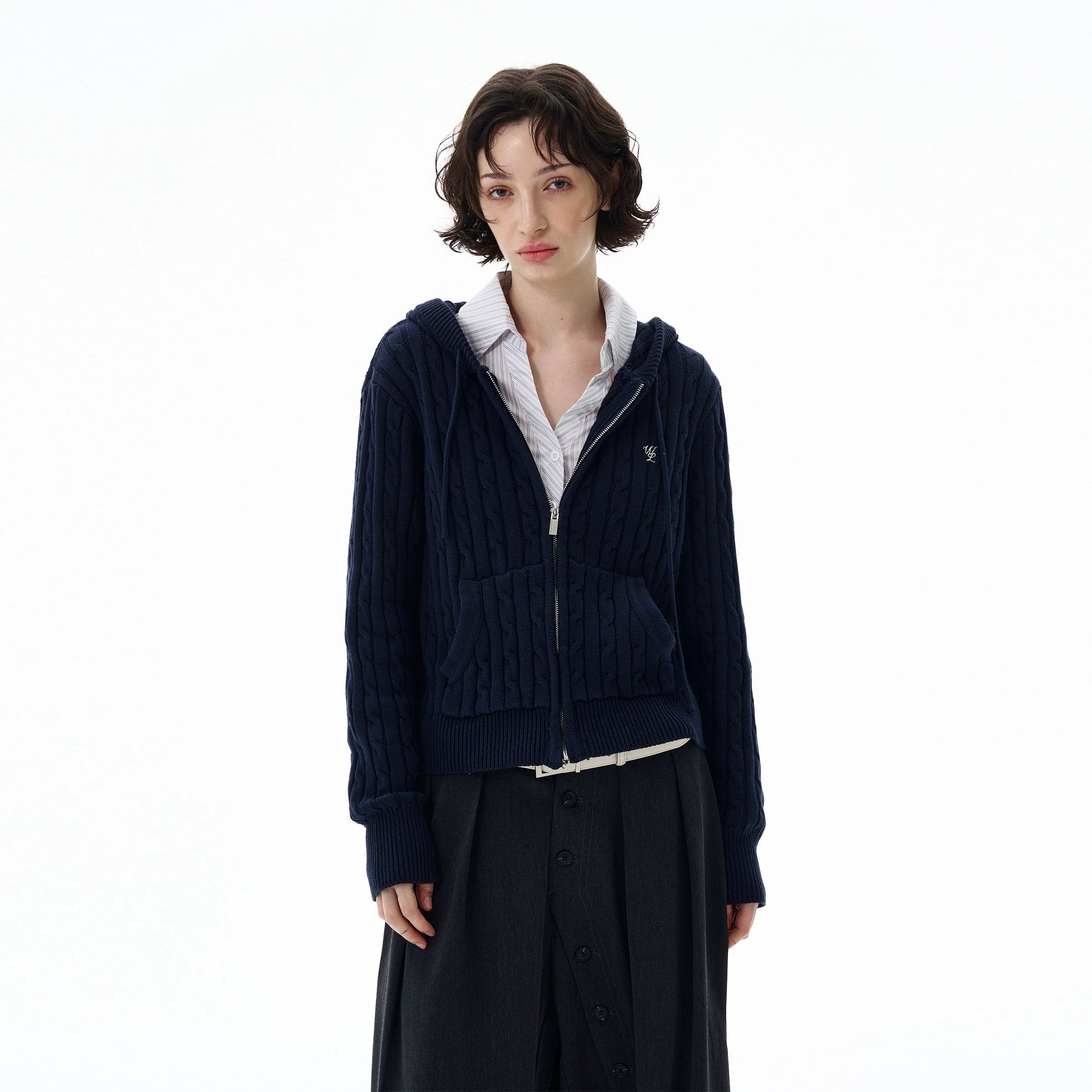 Noir Knit Zip Hoodie