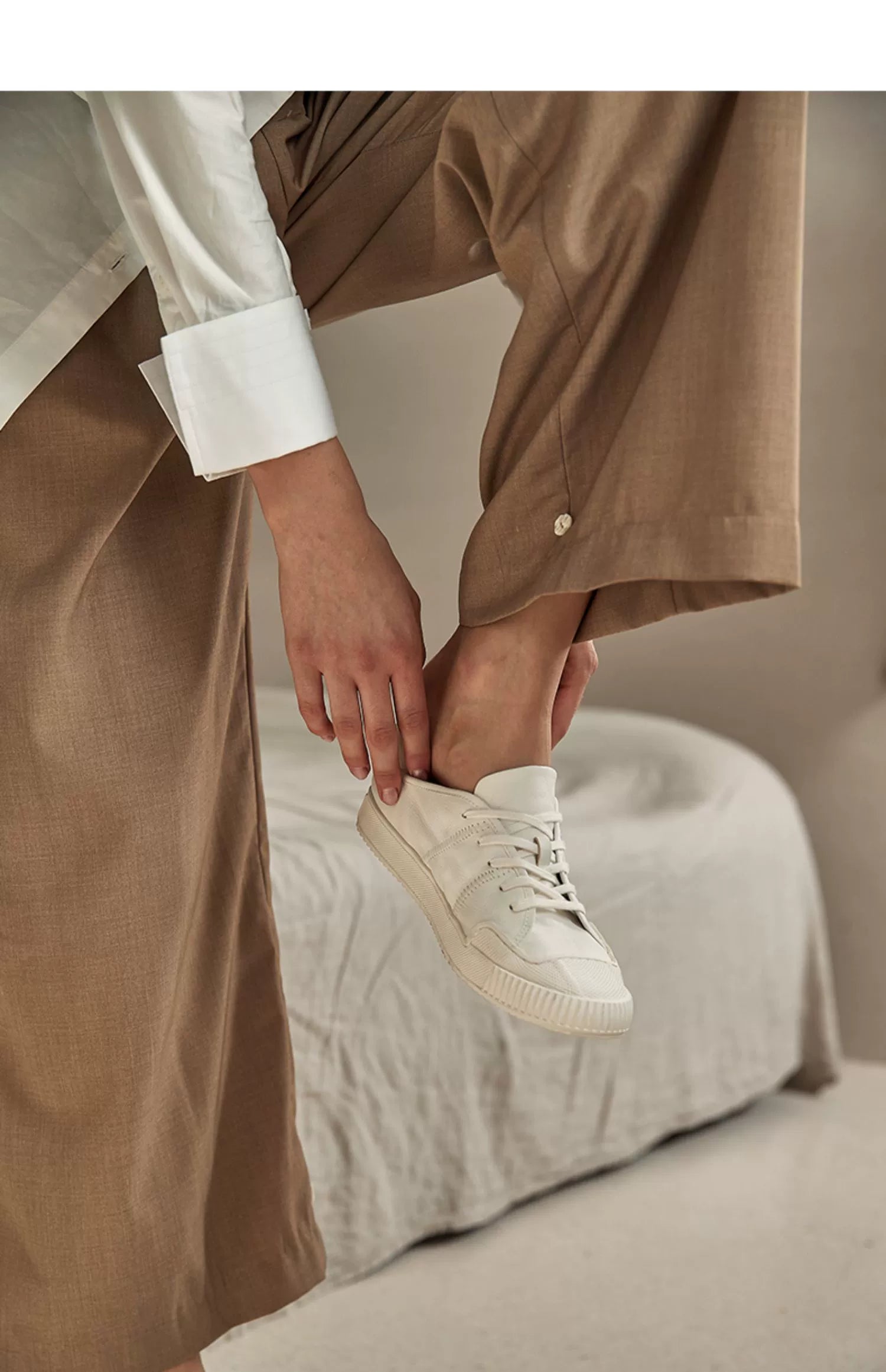 White Low-Top Lace-Up Sneakers
