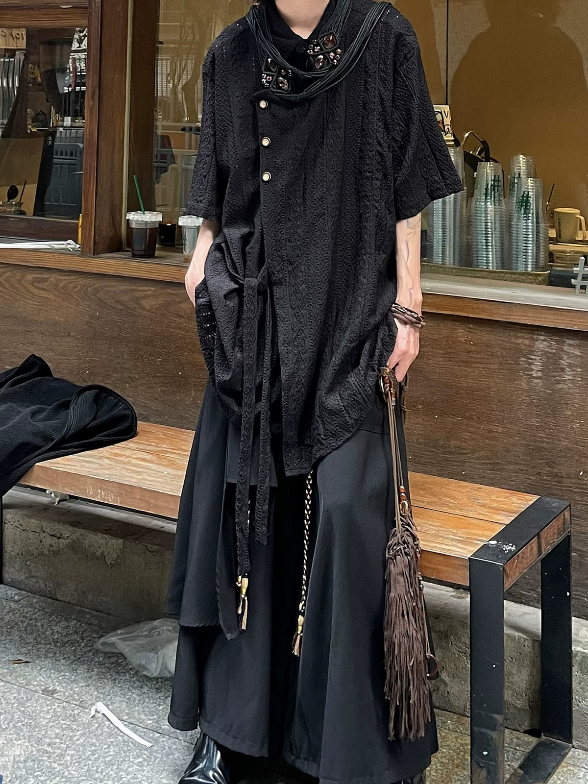 Nocturne Jacquard Draped Shirt