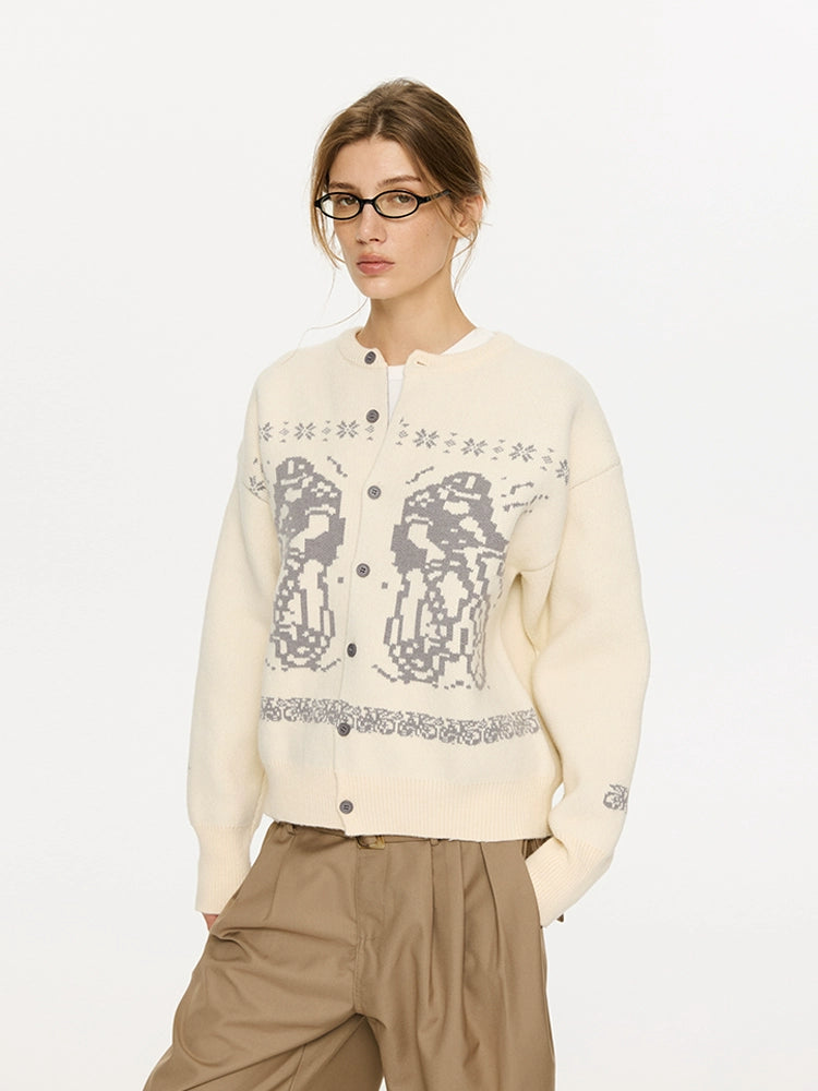 Arctic Fleece Animal Motif Button Cardigans and Sweaters