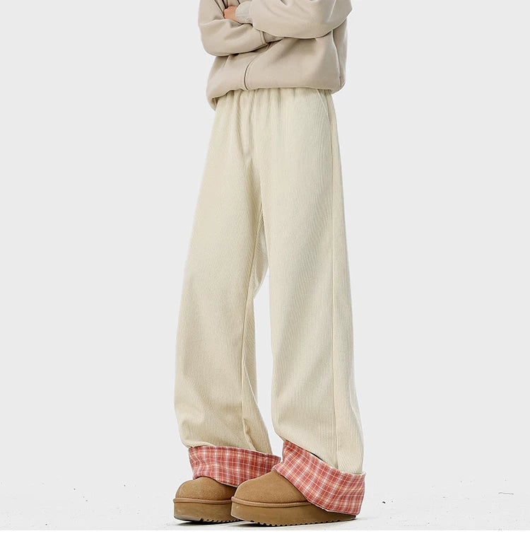 Check Cuff Corduroy Trousers