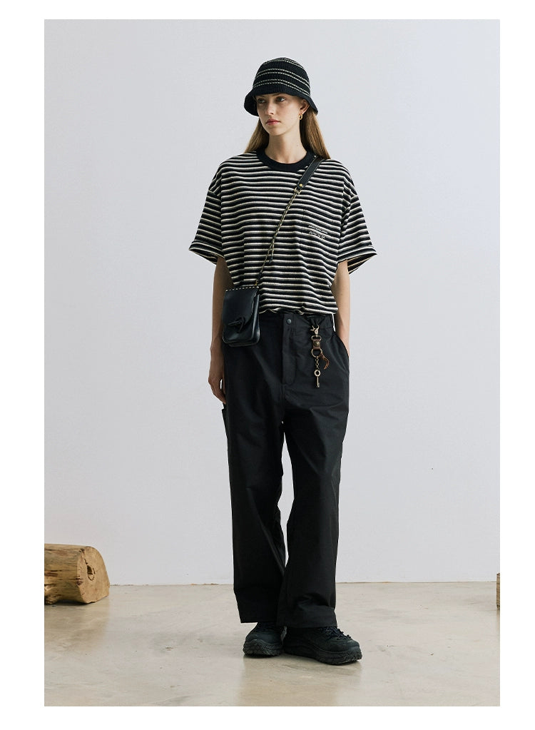 Wide Leg Color Drawstring Pants