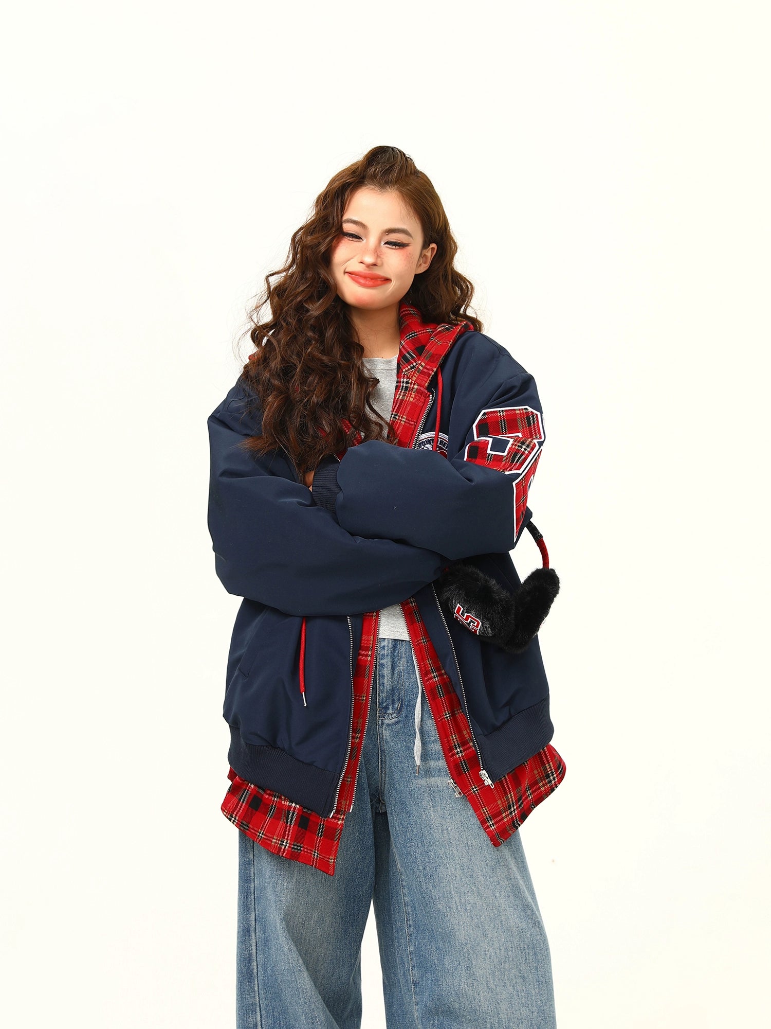 Varsity Patchwork Layered Bomber Jacket