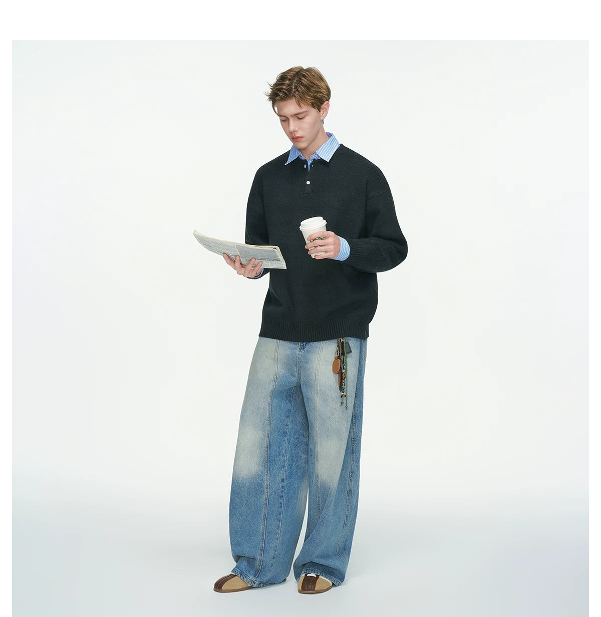 Oxford Layer Knit Polo Sweater