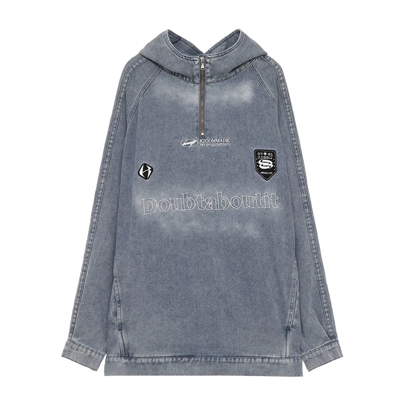 Doubtaboutit Denim Quarter-Zip Pullover Jacket