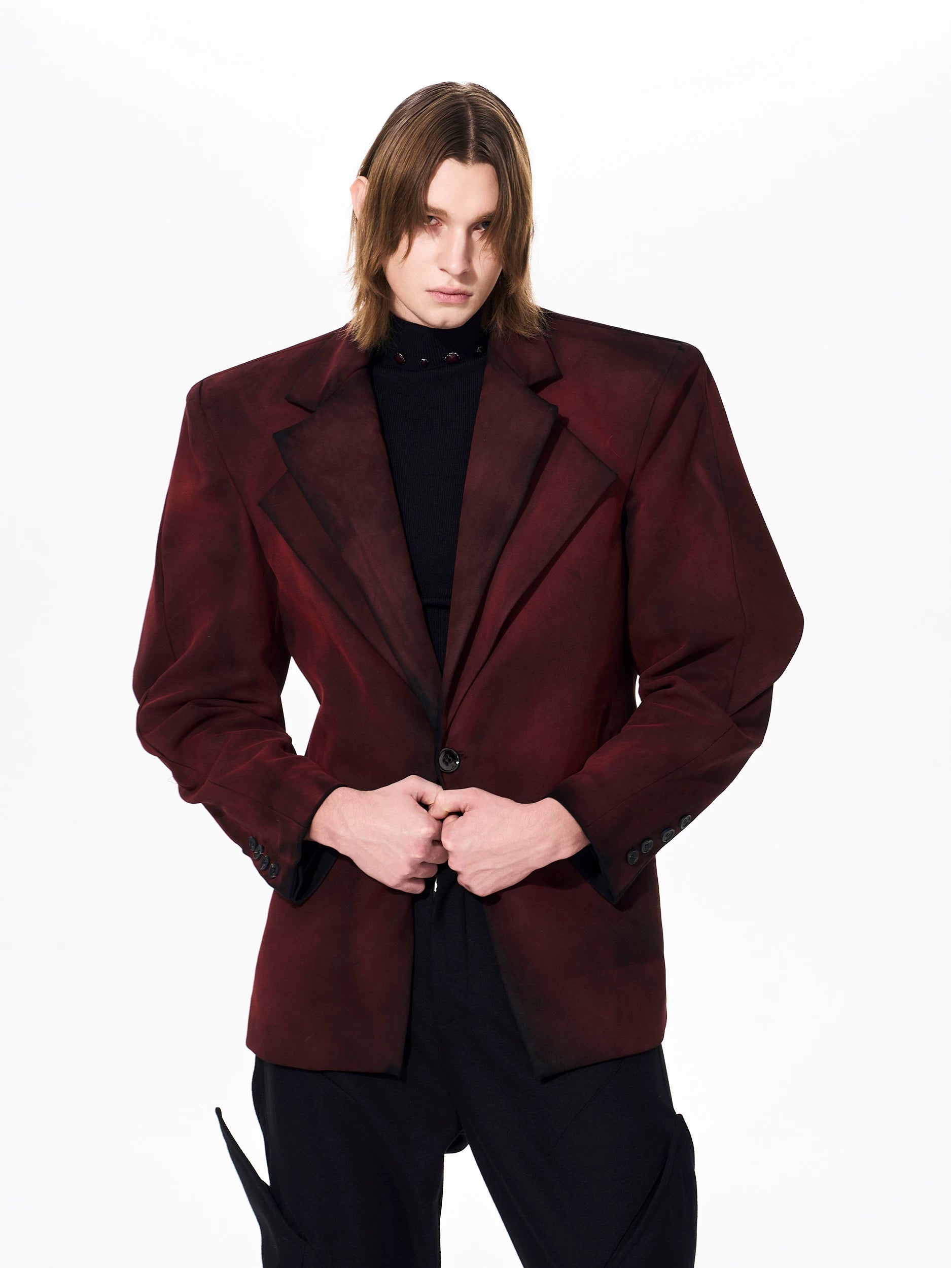 Crimson Shroud Detachable-Cape Blazer