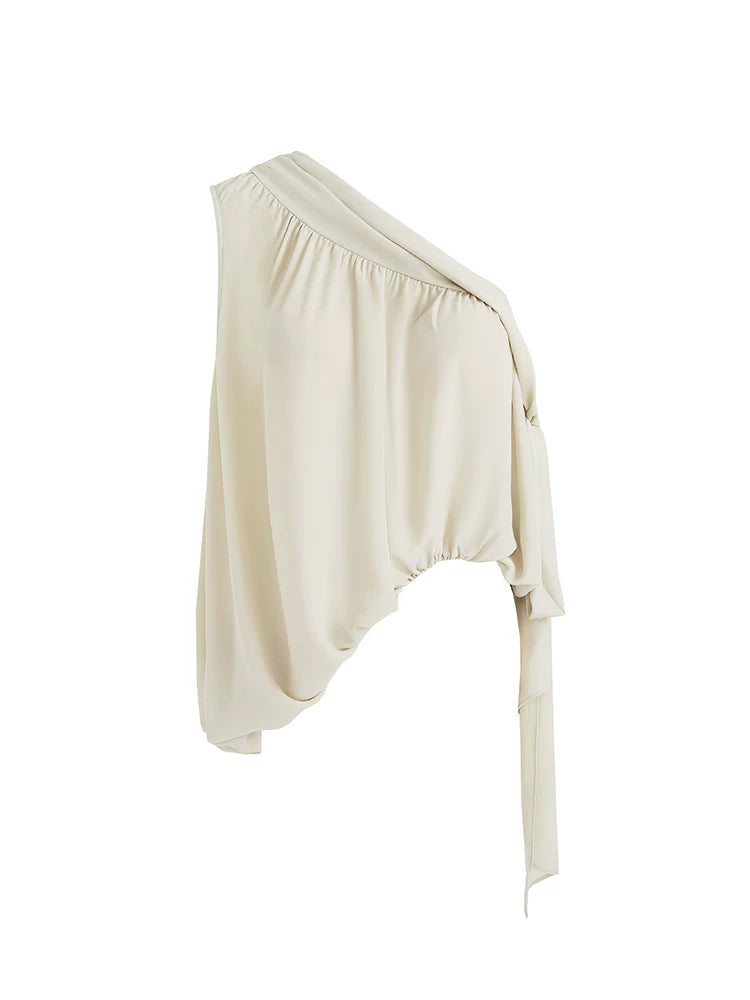 Asymmetric Tie-Drape One-Shoulder Tank Top