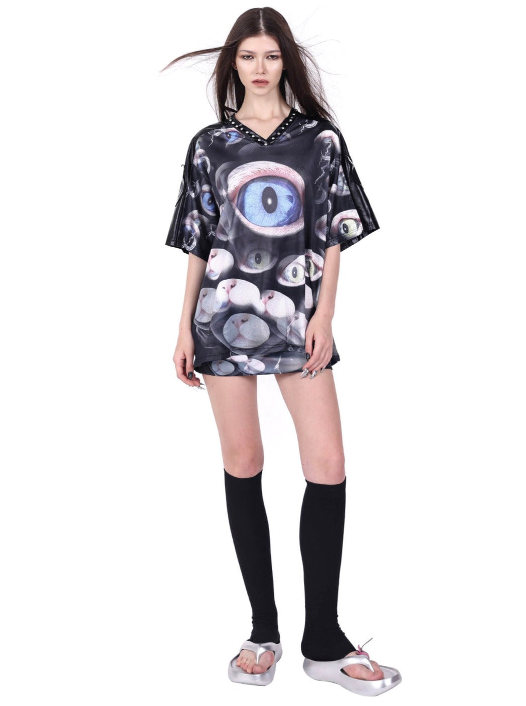 PINKSPINK Surreal Eyes Oversized T-Shirt - Black Multi