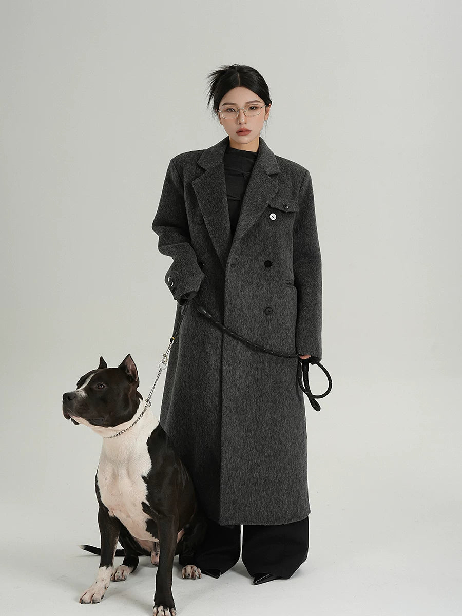 Slate Guardian Double-Breasted Wool Coat