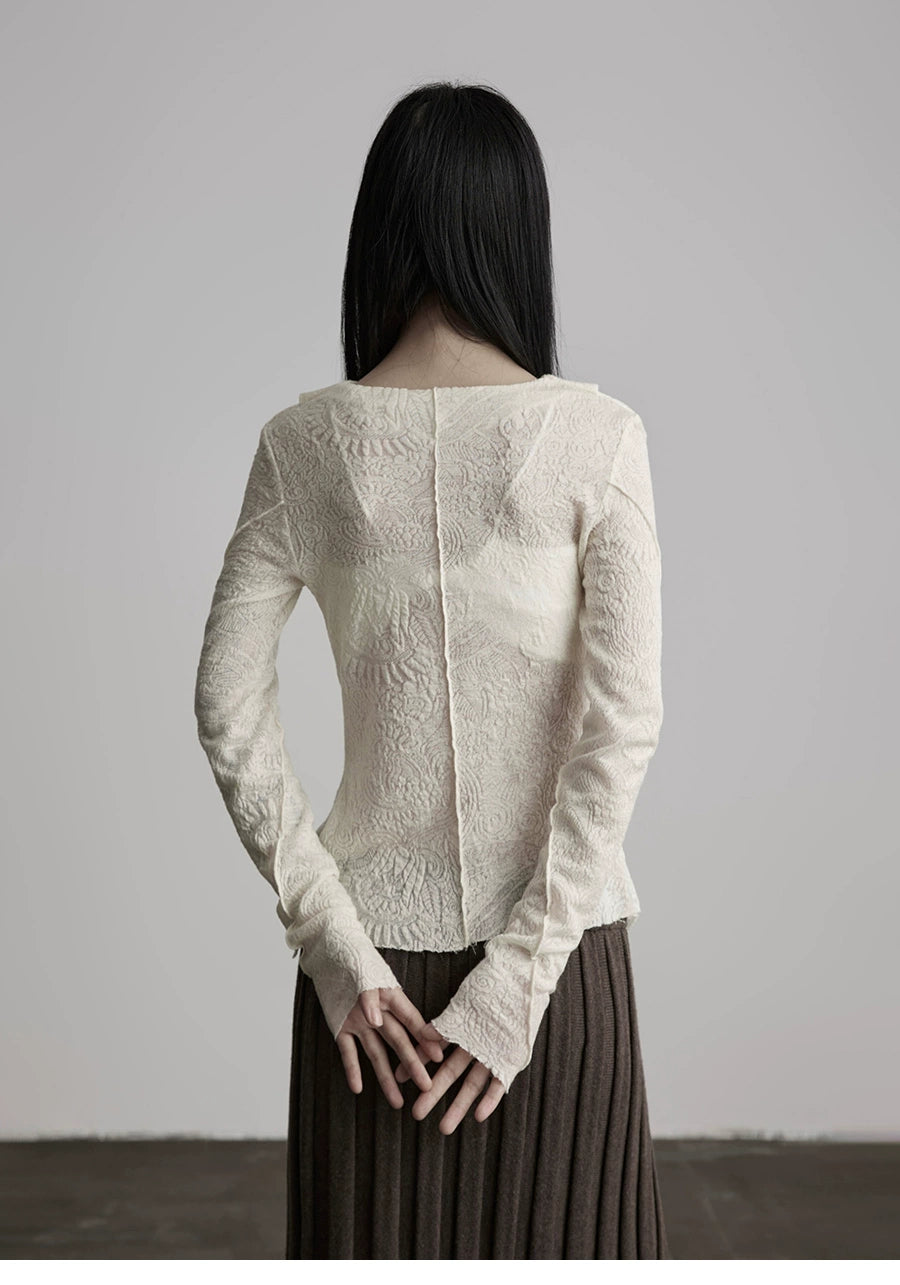 Asymmetric Buttoned Wool Knit Top