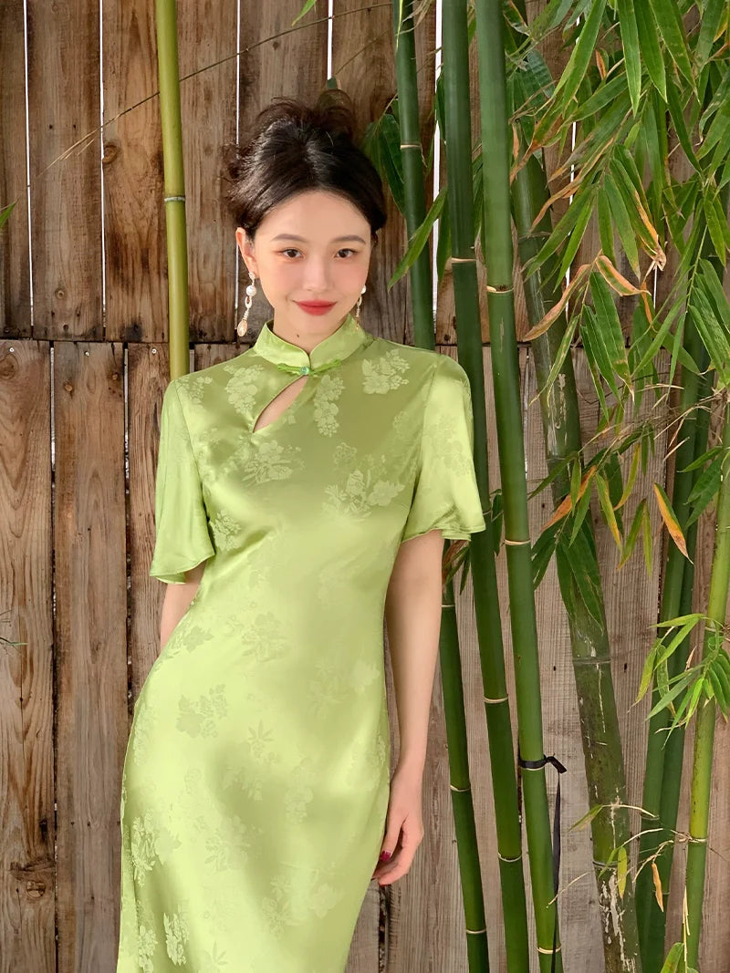 Modern Cheongsam with Flutter Sleeves