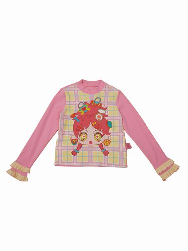 Pink Long Sleeve Base Shirt With Cute Print - chiclara