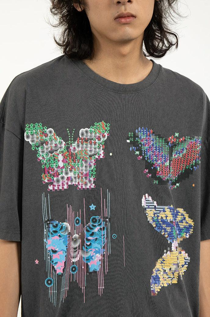 Bohemian Butterflies Batik Graphic T-Shirt - chiclara