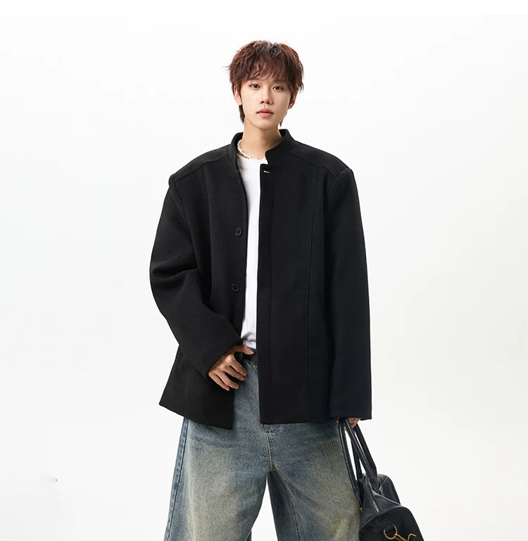 Stand-Collar Wool Jacket
