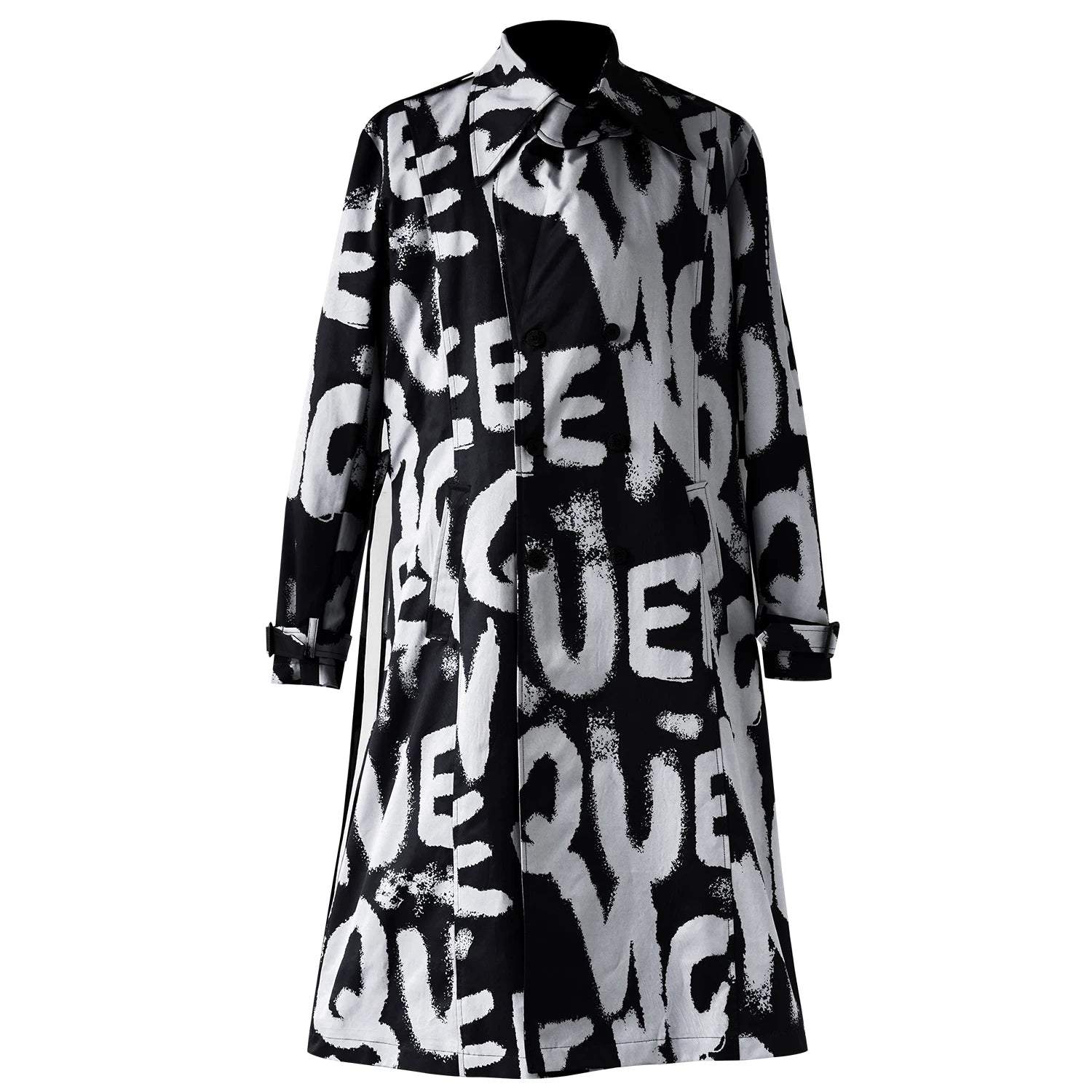 Monochrome Riot Script Trench Coat