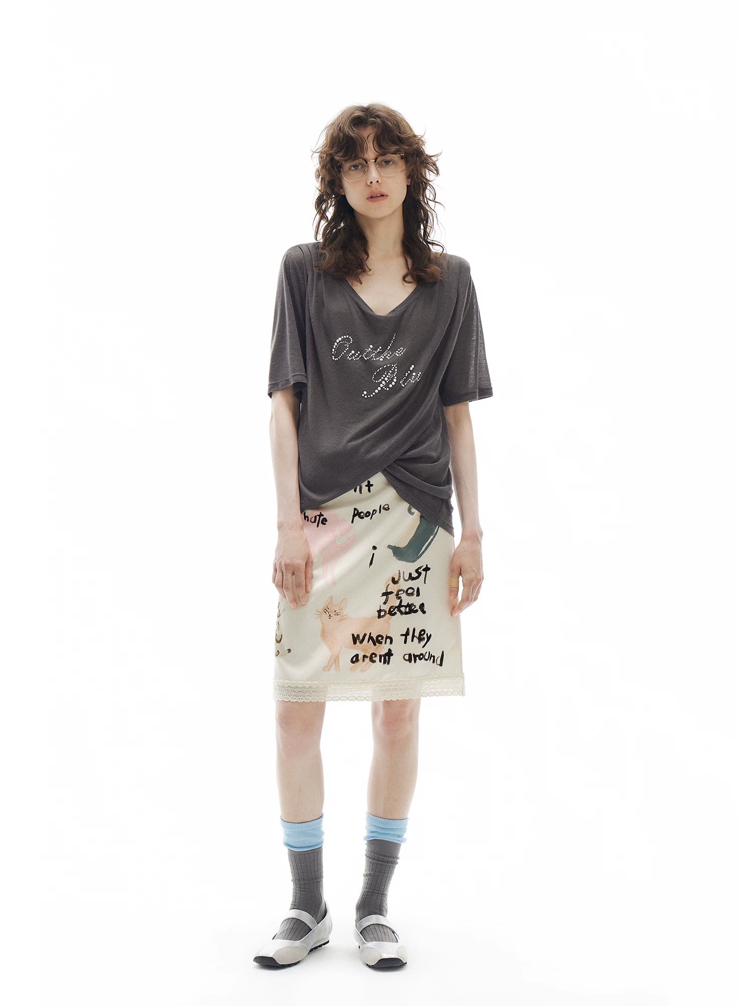 Anti‑Social Kitties Scribble Pencil Skirt