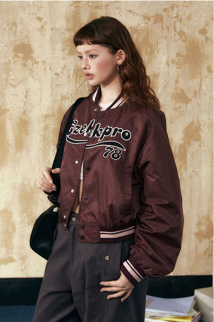 Brown Varsity Bomber Jacket