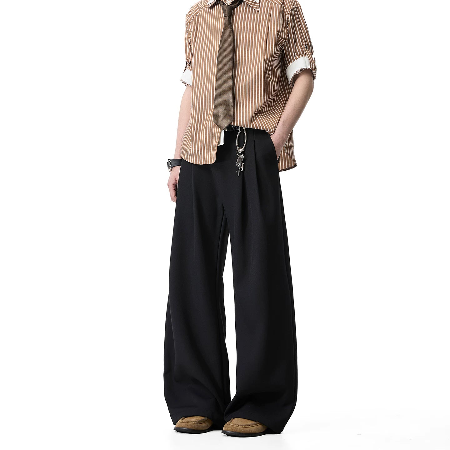 Walnut Drape Wide-Leg Trousers