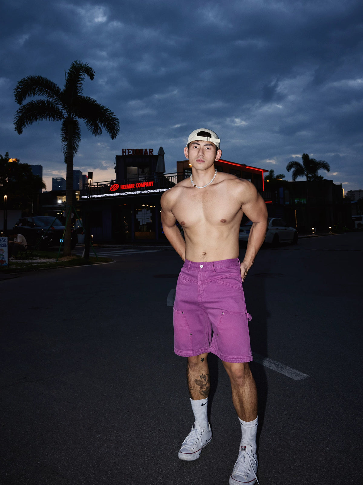 Violet Utility Carpenter Denim Shorts