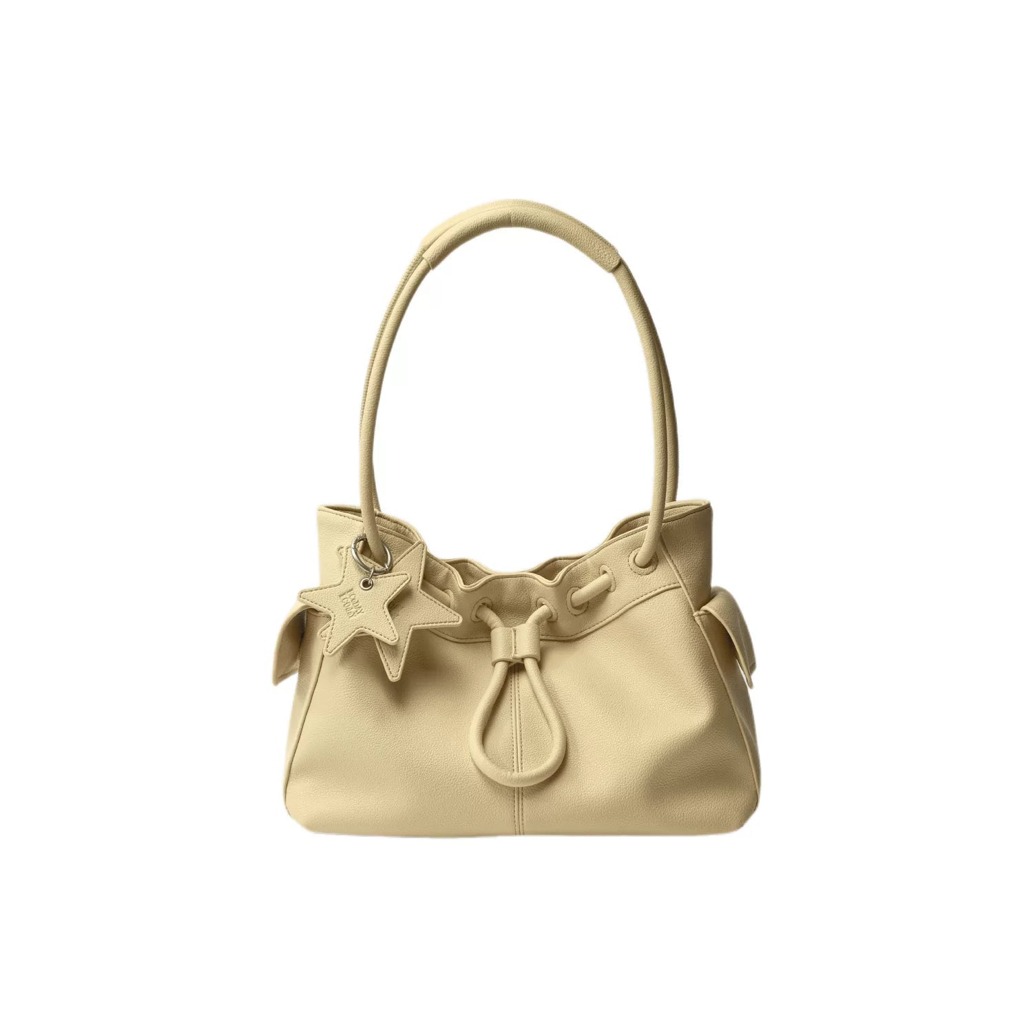 Drawstring Cloud Shoulder Bag - Lemon Yellow / Small