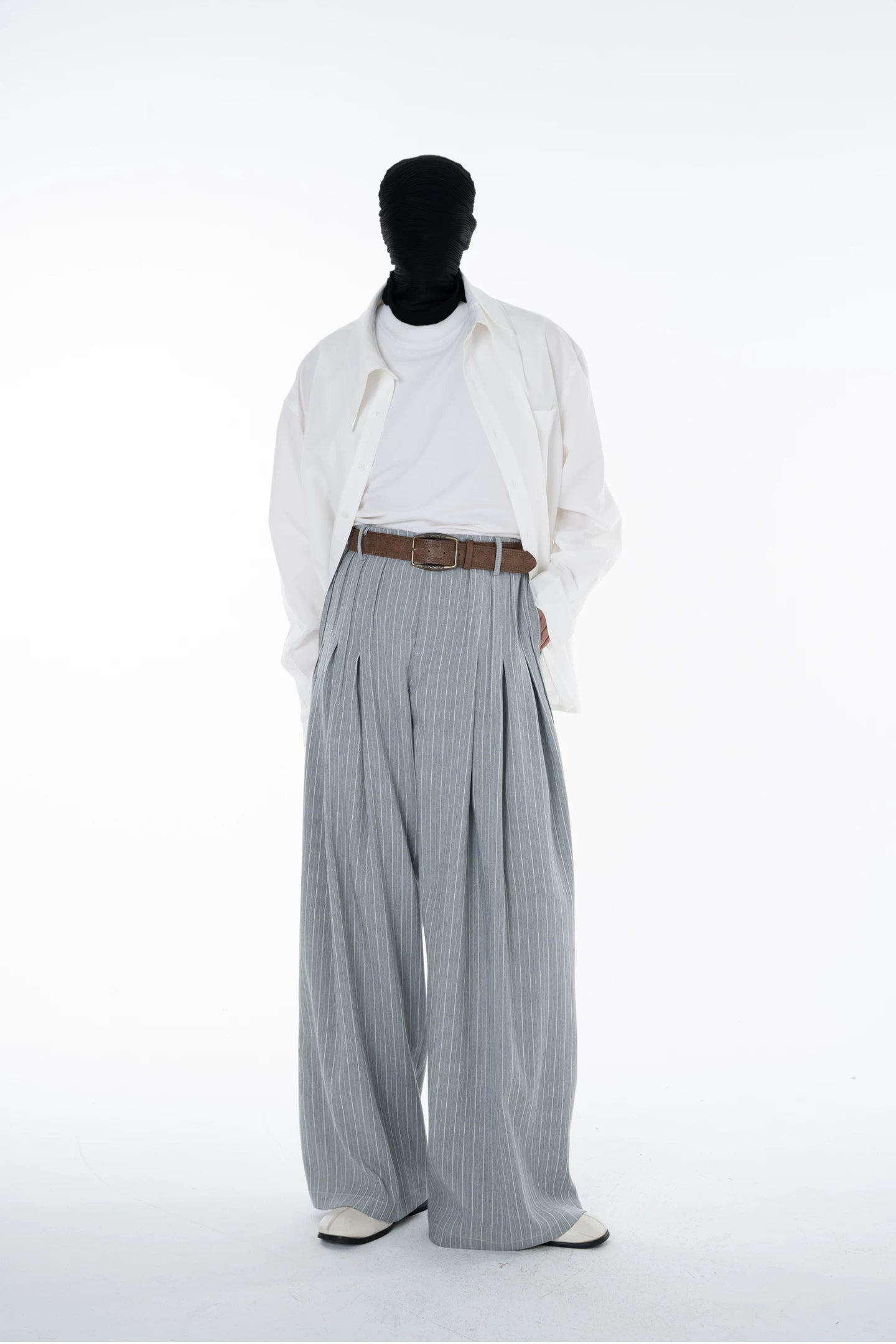 Cloudline Pleated Wide Stripe Trousers
