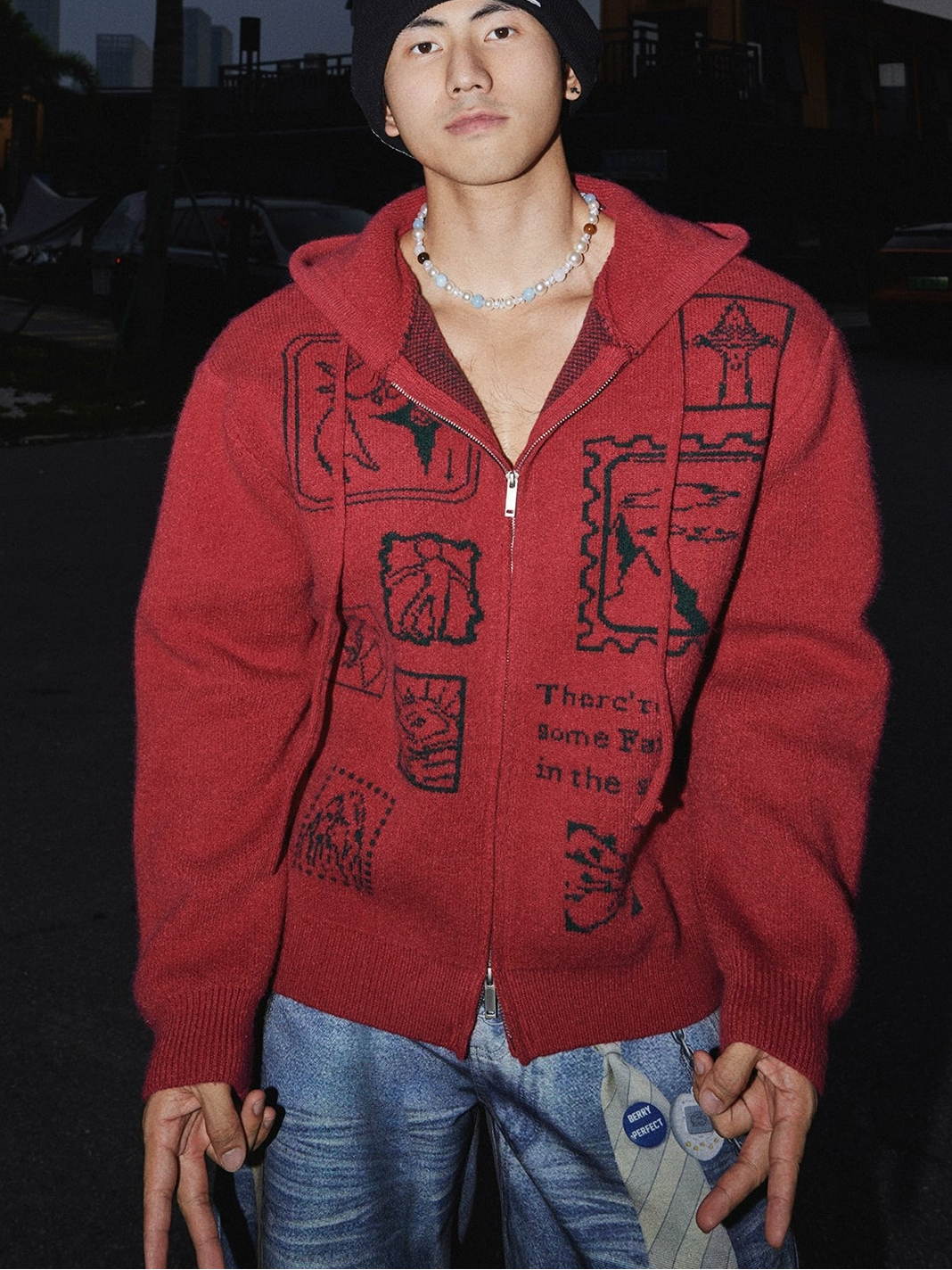 Urban Sketch Ruby Zip Hoodie