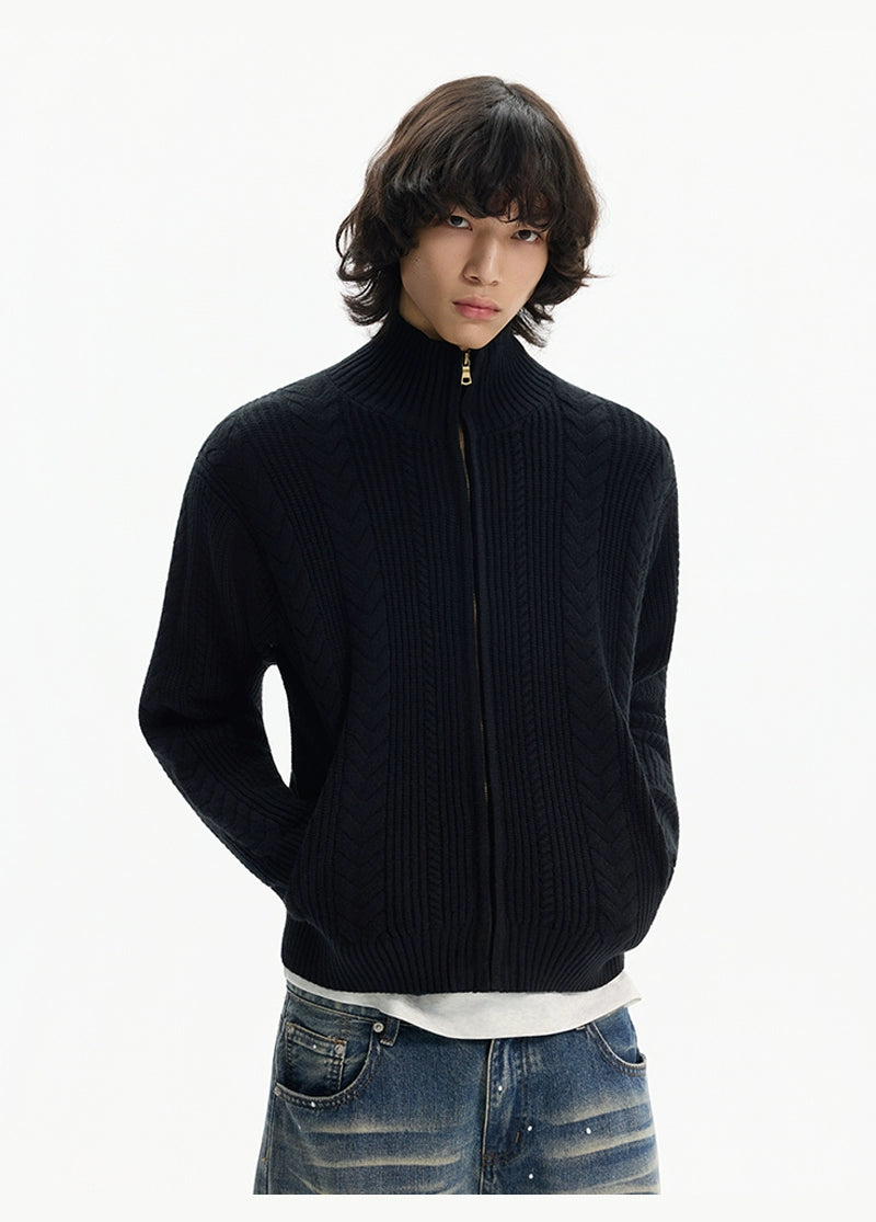 Heritage Weave Zip Cardigan