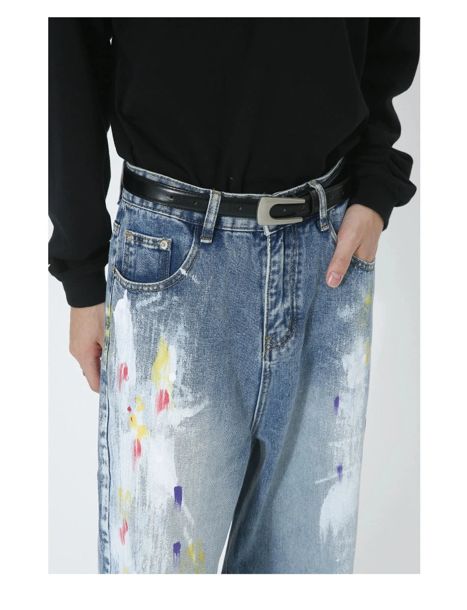 Voguo Relay Avant-Garde Splash Wide-Leg Jeans