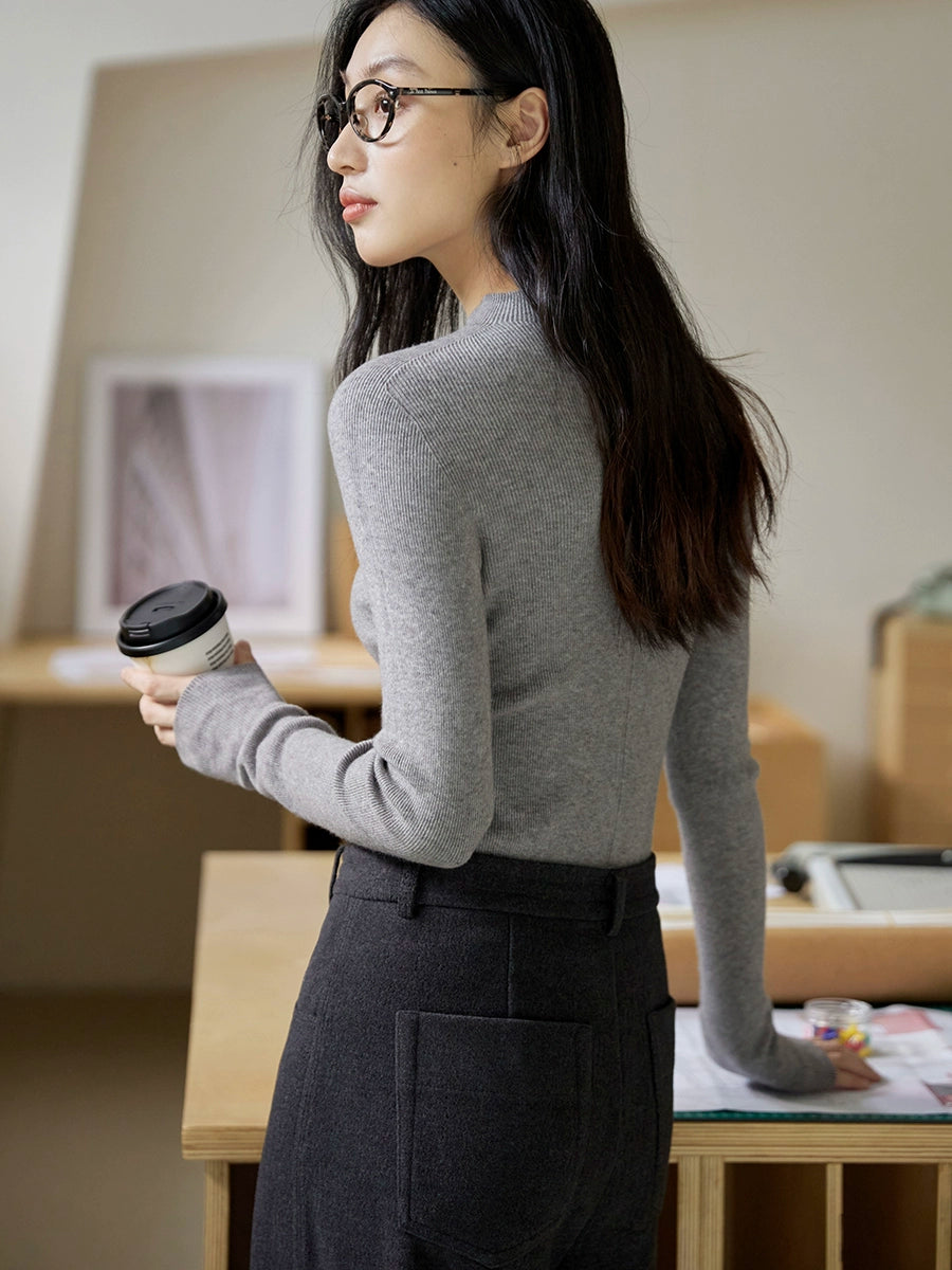 Mock Neck Knit Sweater