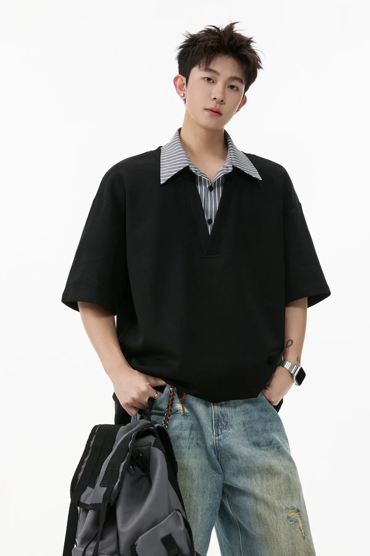 Layered Plunge Popover Polo