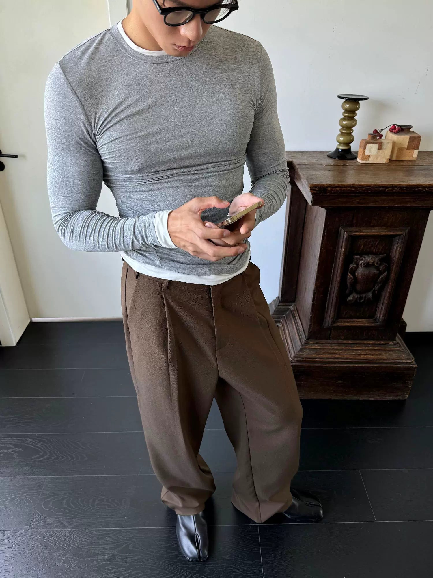 Fitted Long Sleeve Contrast Trim Shirt