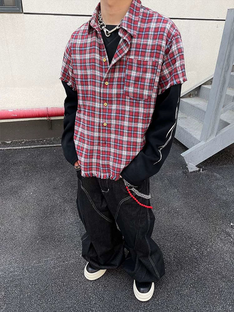 Grunge Layered Plaid Shirt