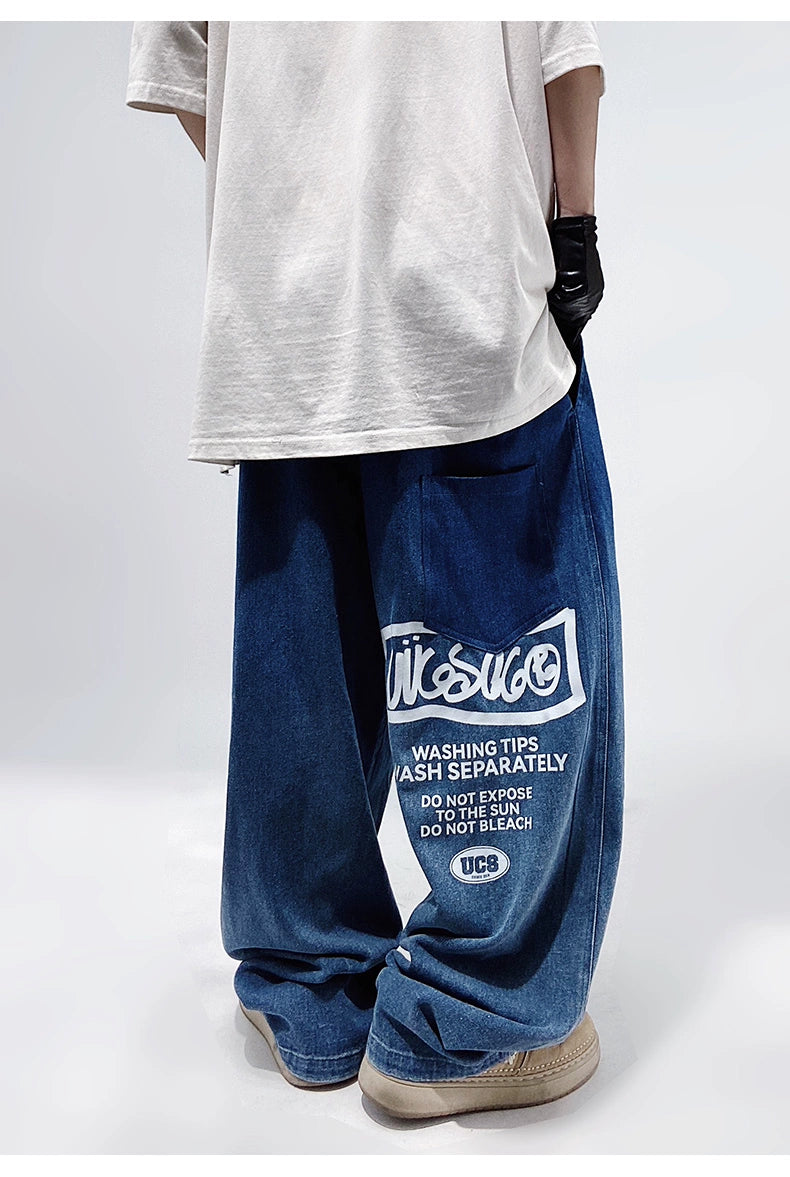 UUCSCC Laundry Tag Oversized Denim Jeans