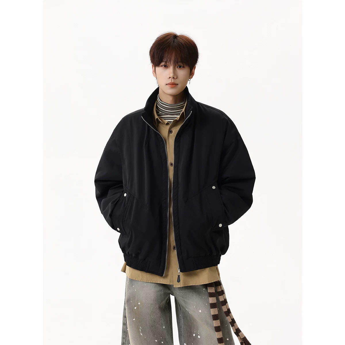 Sandstone Stand‑Collar Puffer Jacket