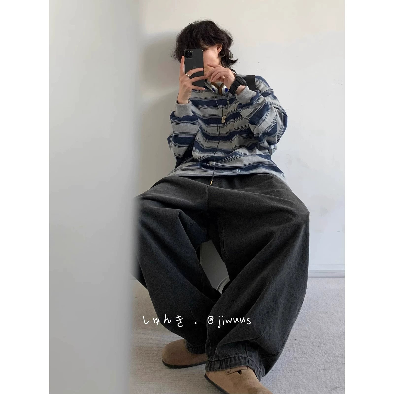 Navy Grey Striped Long Sleeve