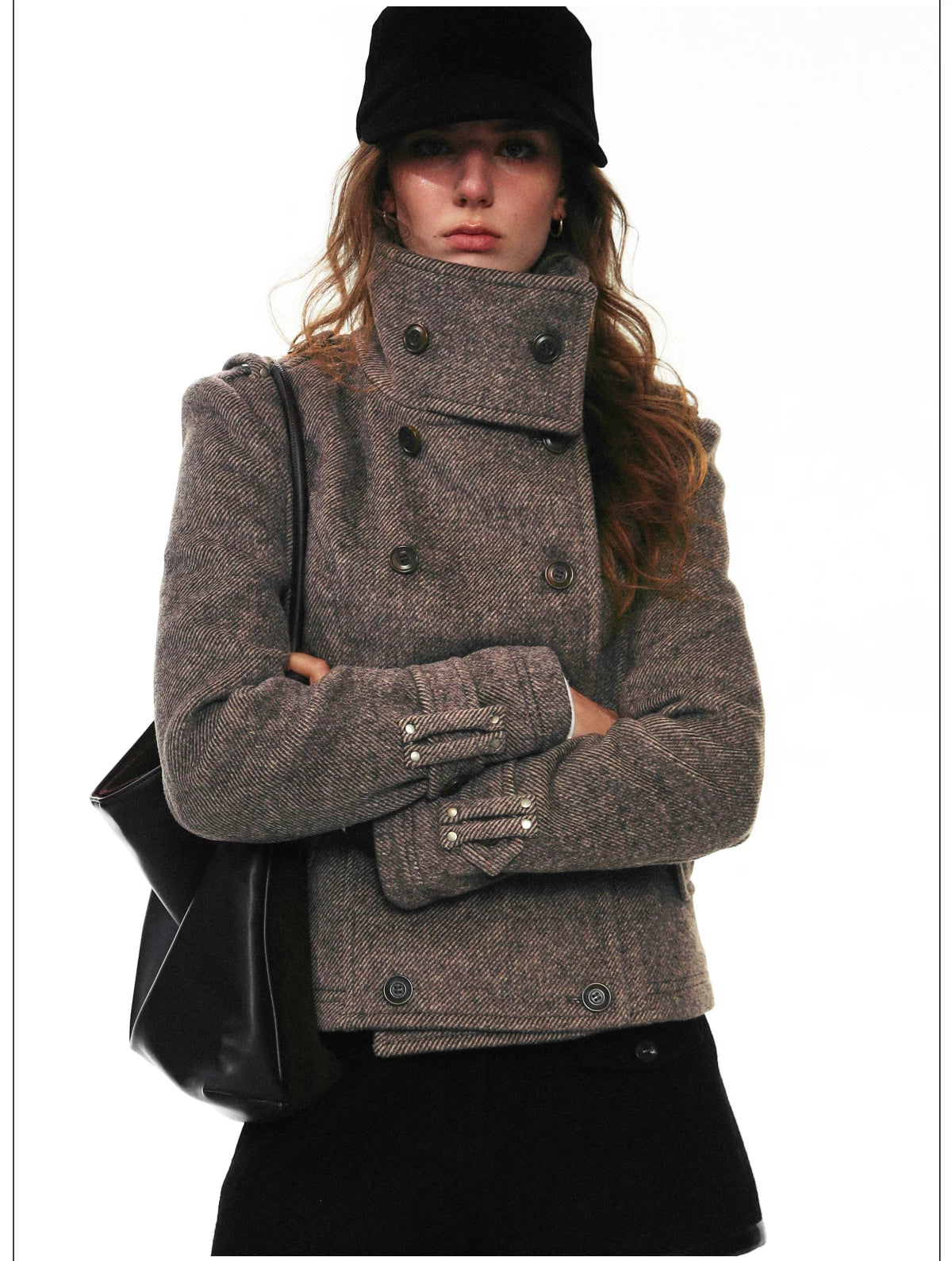 Herringbone Tweed Peacoat Jacket