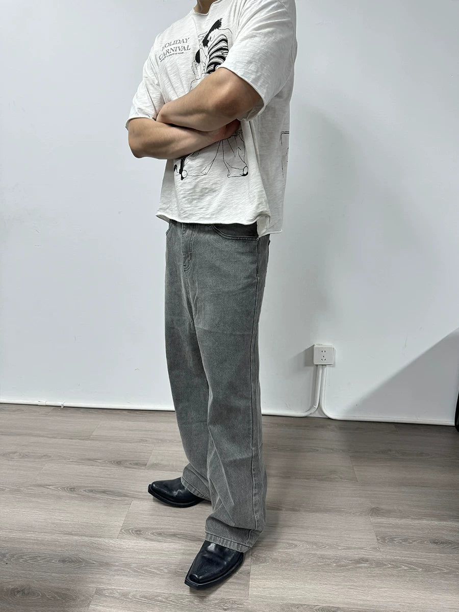 Wide-Leg Classical Wash Jeans