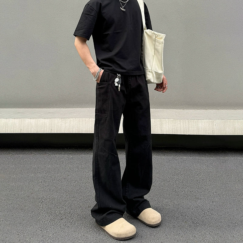 Obsidian Cargo Wide‑Leg Pants